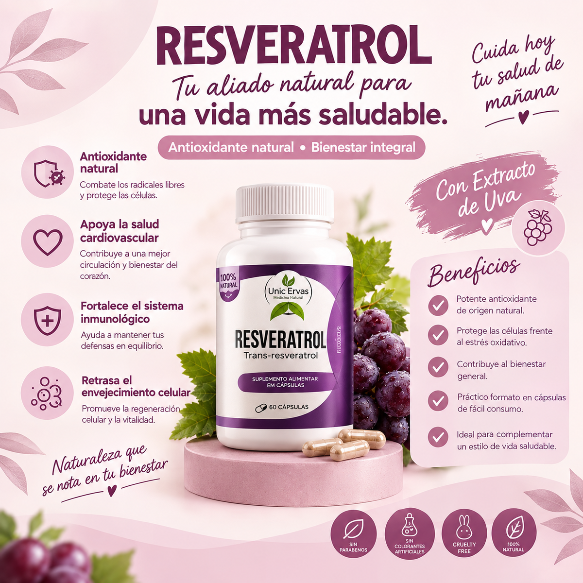 Resveratrol Antioxidante | 60 Cápsulas