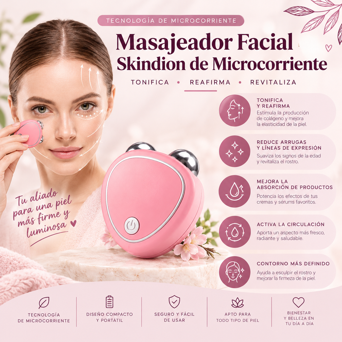 Masajeador Facial con Microcorriente