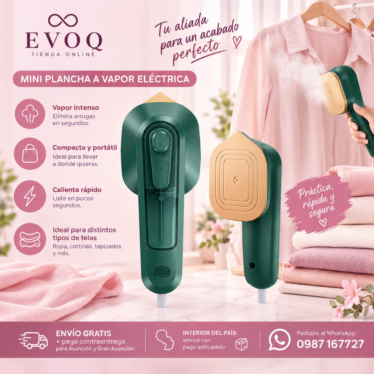 Mini Plancha a Vapor Eléctrica