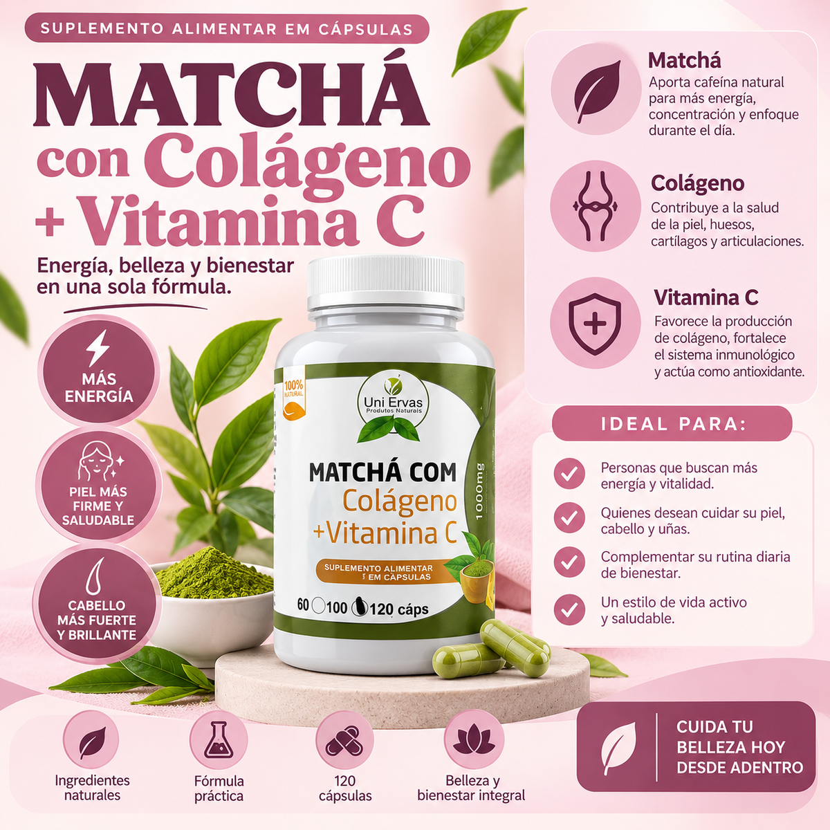 🔥 MATCHA + COLÁGENO + VITAMINA C – 120